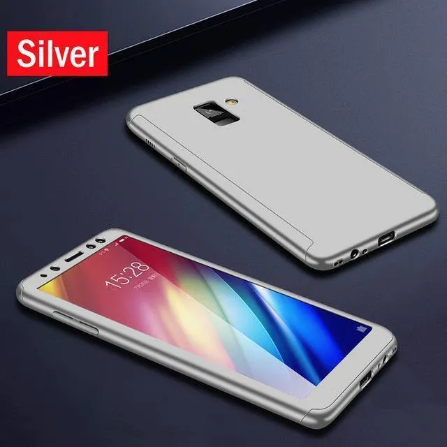 H&A 360 Vollschutzhülle für Samsung Galaxy J4 J6 Plus J8 2018 PC stoßfeste Abdeckung für Samsung A7 A7 A8 Plus 2018 Hülle Glas
