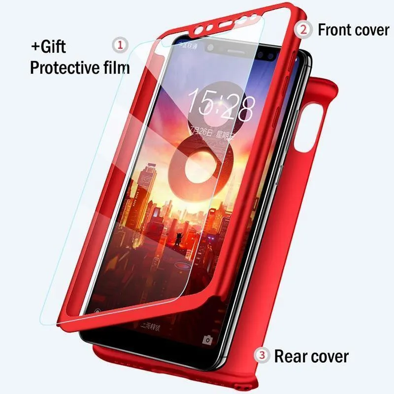 H&A Luxus 360 Vollschutz-Telefonhülle für Xiaomi Mi 5 5S Plus Mi5X 6X Mi 8 SE Stoßfeste Hülle Pocophone F1 Hülle mit Glas