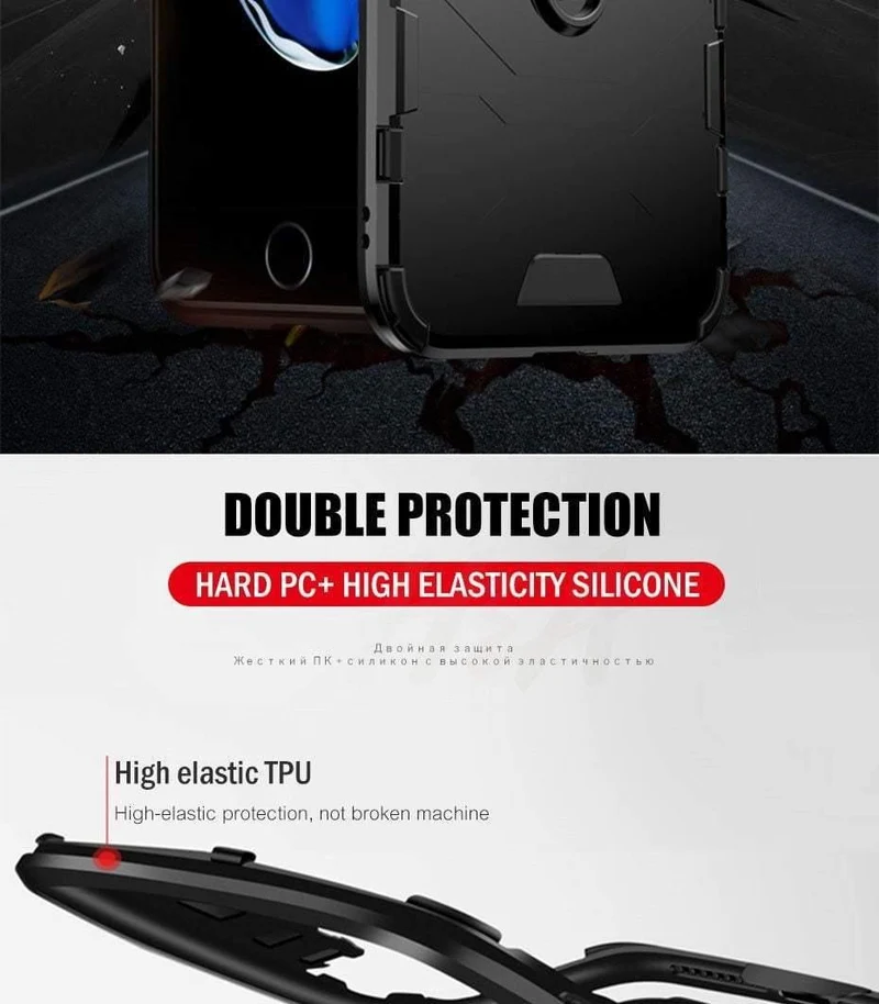 H&A Armor-Telefonhülle für iPhone X XR XS Max Plus, schwere Anti-Klopf-Abdeckung für iPhone 7 6 6s 8 Plus, Schutzhüllen mit Halter