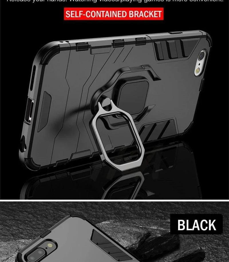 H&A Armor-Telefonhülle für iPhone X XR XS Max Plus, schwere Anti-Klopf-Abdeckung für iPhone 7 6 6s 8 Plus, Schutzhüllen mit Halter