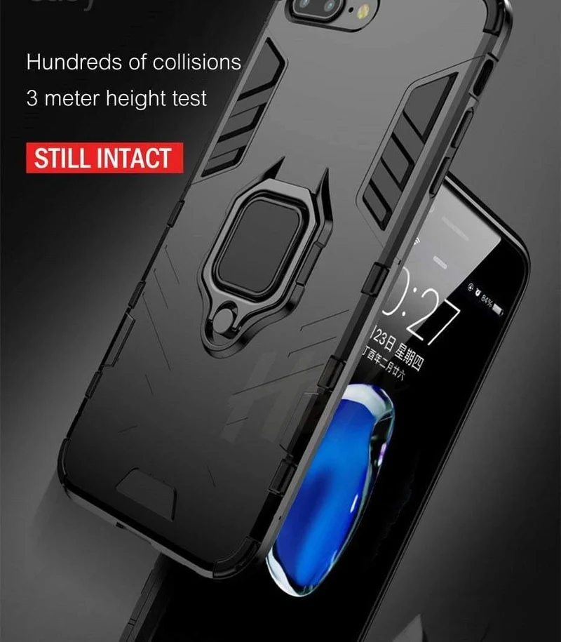 H&A Armor-Telefonhülle für iPhone X XR XS Max Plus, schwere Anti-Klopf-Abdeckung für iPhone 7 6 6s 8 Plus, Schutzhüllen mit Halter