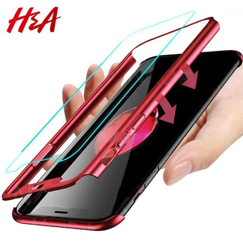 H&A 360 Grad Schutz Volle Abdeckung Handyhülle für Huawei P20 Lite P20 Pro Stoßfeste Hülle für Huawei P20 Lite Hülle Glas