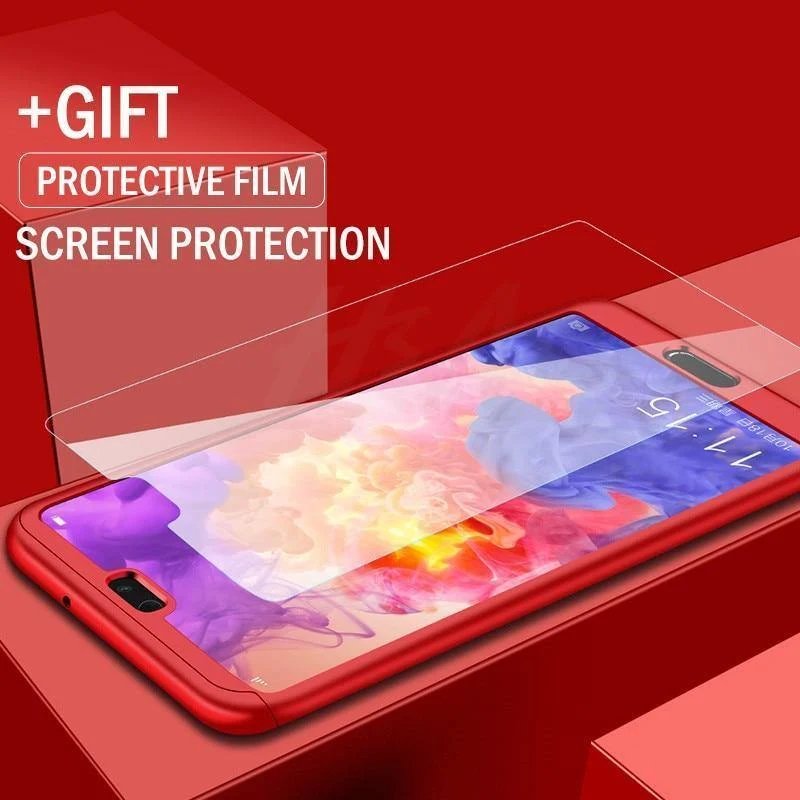 H&A 360 Grad Schutz Volle Abdeckung Handyhülle für Huawei P20 Lite P20 Pro Stoßfeste Hülle für Huawei P20 Lite Hülle Glas