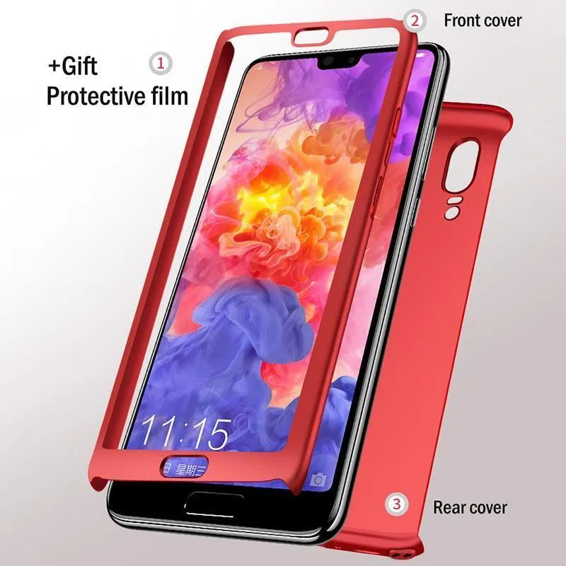 H&A 360 Grad Schutz Volle Abdeckung Handyhülle für Huawei P20 Lite P20 Pro Stoßfeste Hülle für Huawei P20 Lite Hülle Glas