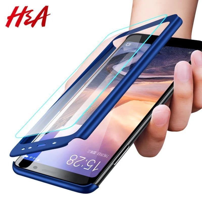 H&A H&A Luxuriöse 360-Grad-Vollschutz-Telefonhülle für Xiaomi Redmi Note 5 5A Displayschutzfolie 4X 4A Note 5 Plus Hülle aus Glas