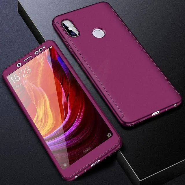 H&A H&A Luxuriöse 360-Grad-Vollschutz-Telefonhülle für Xiaomi Redmi Note 5 5A Displayschutzfolie 4X 4A Note 5 Plus Hülle aus Glas