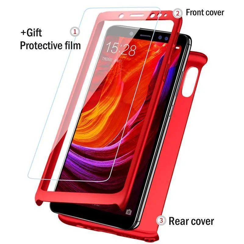 H&A H&A Luxuriöse 360-Grad-Vollschutz-Telefonhülle für Xiaomi Redmi Note 5 5A Displayschutzfolie 4X 4A Note 5 Plus Hülle aus Glas