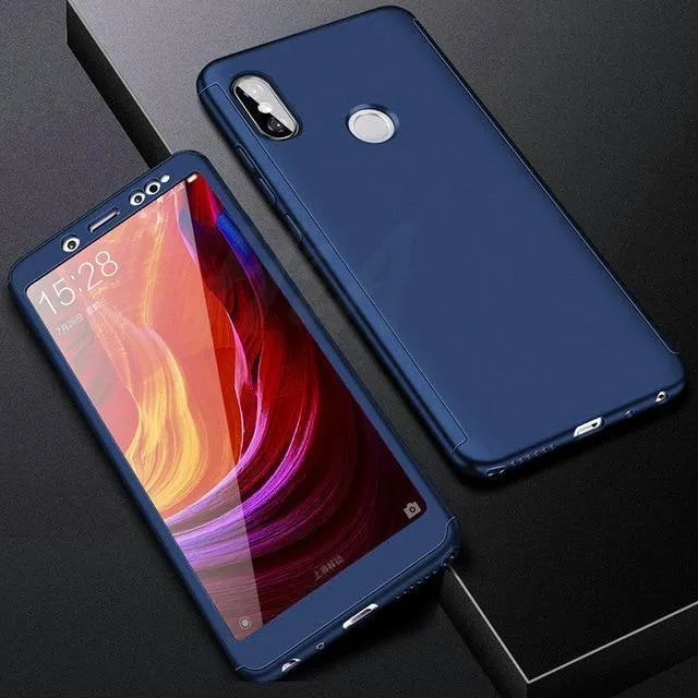 H&A H&A Luxuriöse 360-Grad-Vollschutz-Telefonhülle für Xiaomi Redmi Note 5 5A Displayschutzfolie 4X 4A Note 5 Plus Hülle aus Glas