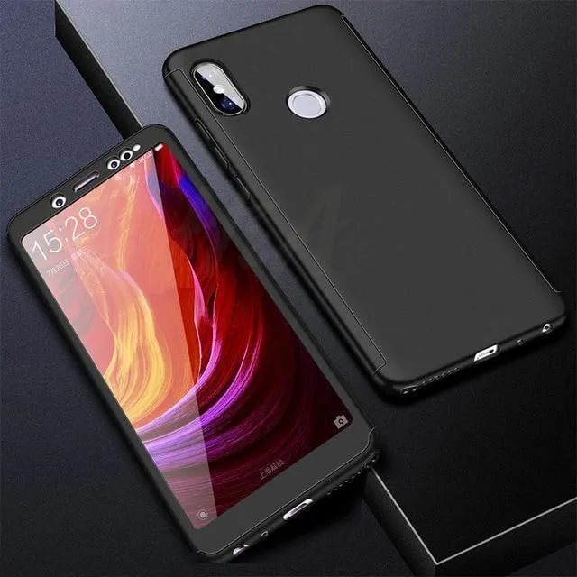 H&A H&A Luxuriöse 360-Grad-Vollschutz-Telefonhülle für Xiaomi Redmi Note 5 5A Displayschutzfolie 4X 4A Note 5 Plus Hülle aus Glas