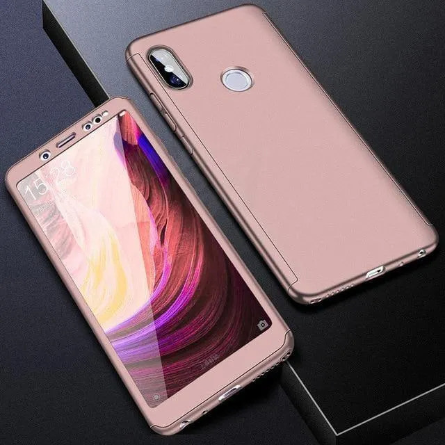 H&A H&A Luxuriöse 360-Grad-Vollschutz-Telefonhülle für Xiaomi Redmi Note 5 5A Displayschutzfolie 4X 4A Note 5 Plus Hülle aus Glas