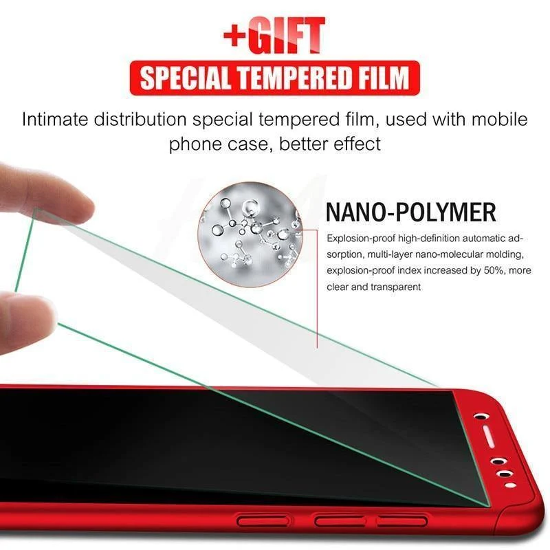 H&A H&A Luxuriöse 360-Grad-Vollschutz-Telefonhülle für Xiaomi Redmi Note 5 5A Displayschutzfolie 4X 4A Note 5 Plus Hülle aus Glas