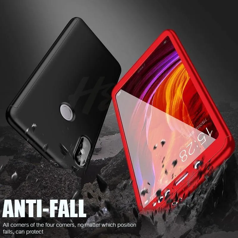 H&A H&A Luxuriöse 360-Grad-Vollschutz-Telefonhülle für Xiaomi Redmi Note 5 5A Displayschutzfolie 4X 4A Note 5 Plus Hülle aus Glas