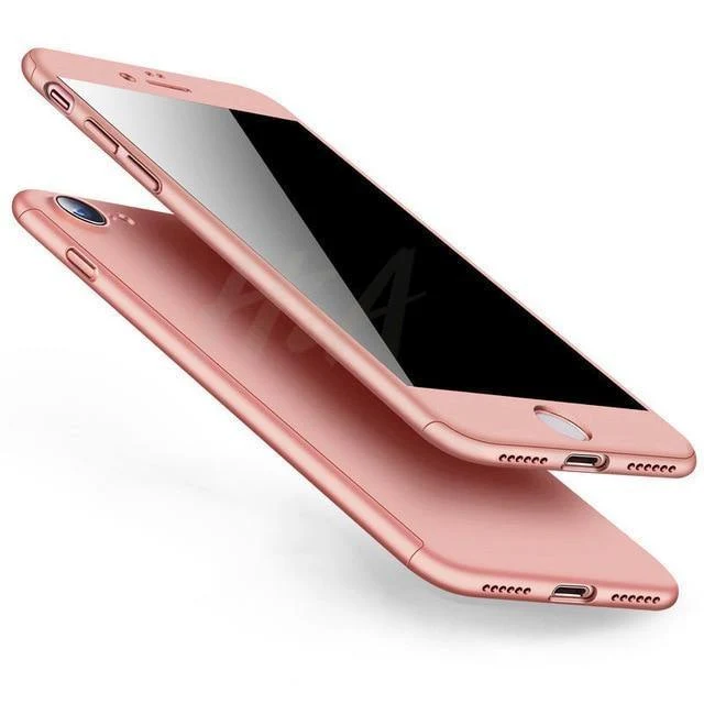 H&A 360 Vollschutz-Telefonhülle für iPhone X 8 6 6s 7 Plus 5 5s SE PC-Schutzhülle für iPhone 7 8 Plus Hülle mit Glas