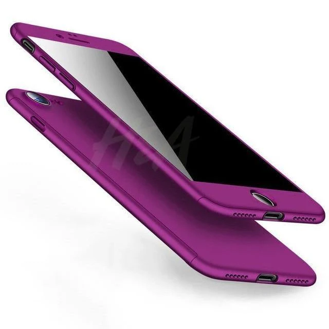 H&A 360 Vollschutz-Telefonhülle für iPhone X 8 6 6s 7 Plus 5 5s SE PC-Schutzhülle für iPhone 7 8 Plus Hülle mit Glas