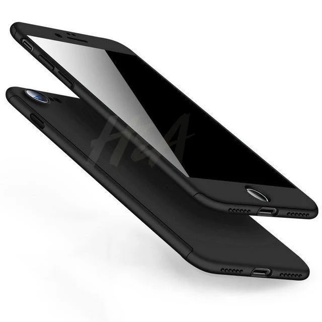 H&A 360 Vollschutz-Telefonhülle für iPhone X 8 6 6s 7 Plus 5 5s SE PC-Schutzhülle für iPhone 7 8 Plus Hülle mit Glas