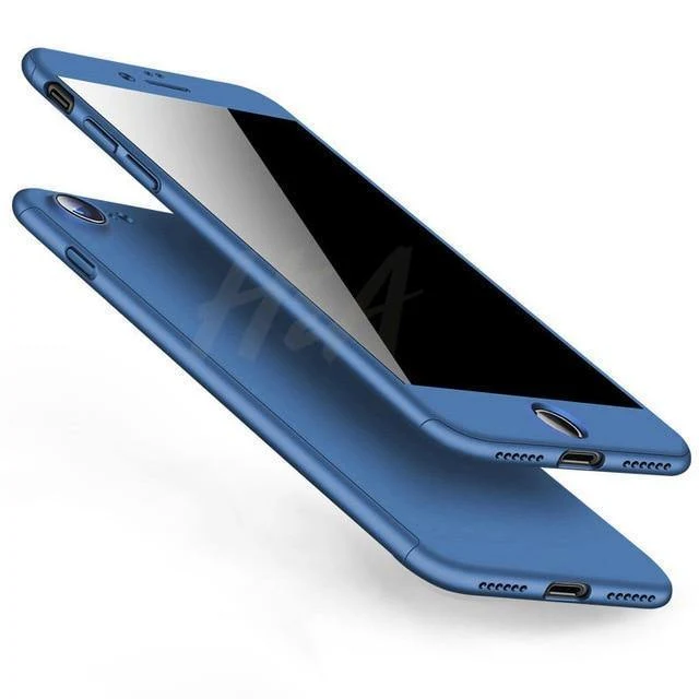 H&A 360 Vollschutz-Telefonhülle für iPhone X 8 6 6s 7 Plus 5 5s SE PC-Schutzhülle für iPhone 7 8 Plus Hülle mit Glas