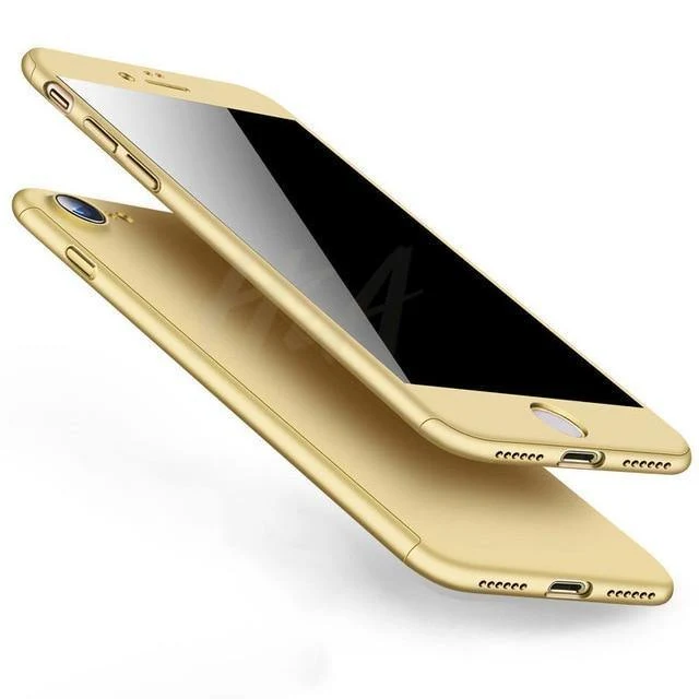 H&A 360 Vollschutz-Telefonhülle für iPhone X 8 6 6s 7 Plus 5 5s SE PC-Schutzhülle für iPhone 7 8 Plus Hülle mit Glas