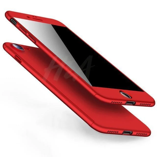 H&A 360 Vollschutz-Telefonhülle für iPhone X 8 6 6s 7 Plus 5 5s SE PC-Schutzhülle für iPhone 7 8 Plus Hülle mit Glas