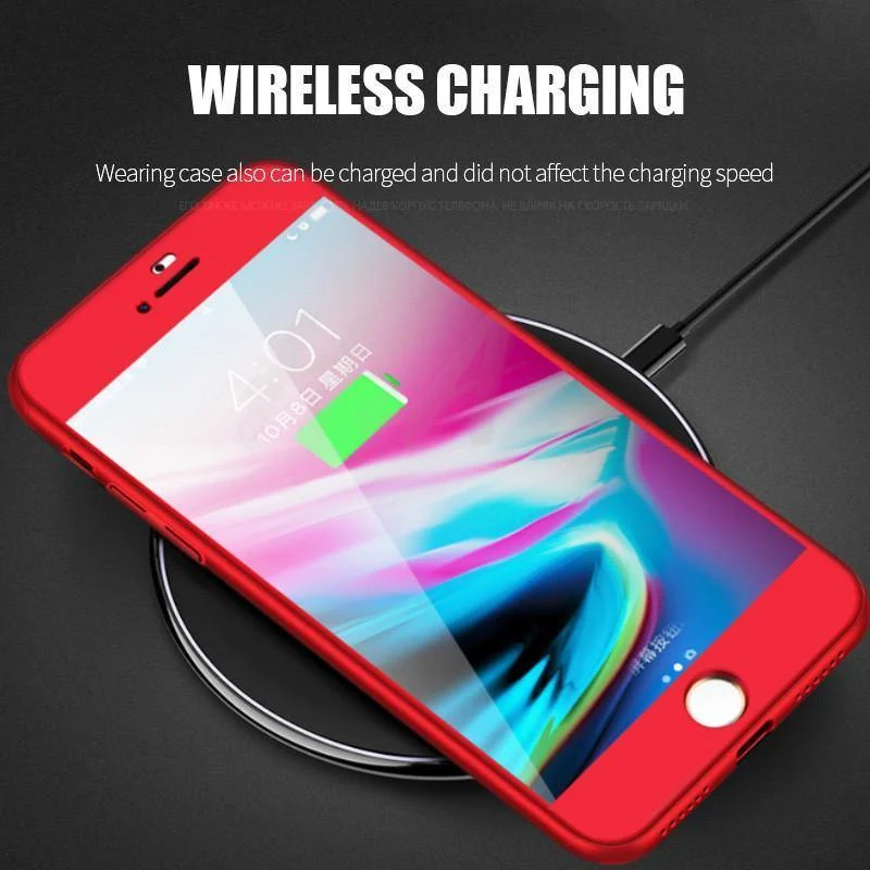 H&A 360 Vollschutz-Telefonhülle für iPhone X 8 6 6s 7 Plus 5 5s SE PC-Schutzhülle für iPhone 7 8 Plus Hülle mit Glas