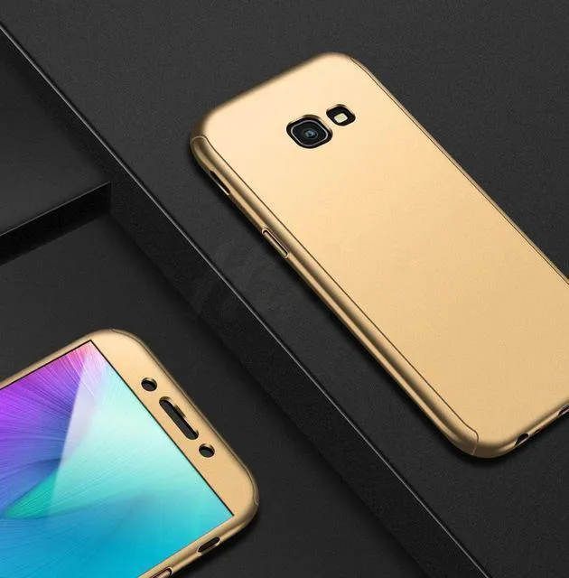 H&A 360 Grad Vollschutz-Telefonhülle für Samsung Galaxy A3 A5 A7 2017 J5 J7 2016 Displayschutzfolie Telefonabdeckung A5 A7 Glas