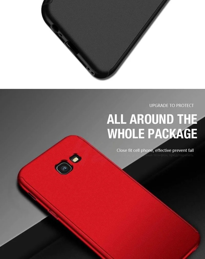 H&A 360 Grad Vollschutz-Telefonhülle für Samsung Galaxy A3 A5 A7 2017 J5 J7 2016 Displayschutzfolie Telefonabdeckung A5 A7 Glas