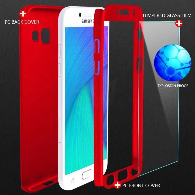 H&A 360 Grad Vollschutz-Telefonhülle für Samsung Galaxy A3 A5 A7 2017 J5 J7 2016 Displayschutzfolie Telefonabdeckung A5 A7 Glas