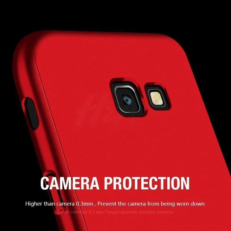 H&A 360 Grad Vollschutz-Telefonhülle für Samsung Galaxy A3 A5 A7 2017 J5 J7 2016 Displayschutzfolie Telefonabdeckung A5 A7 Glas