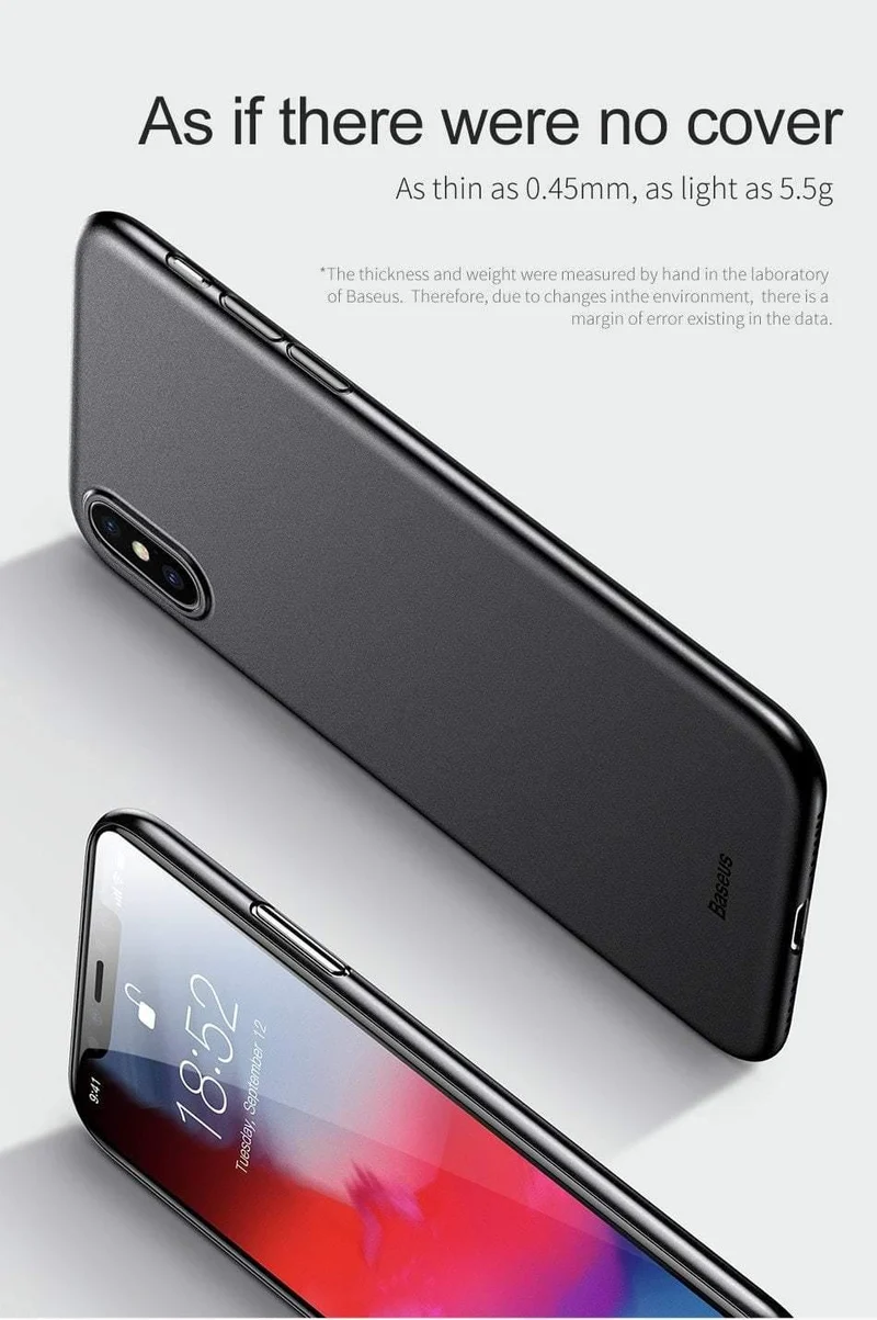 Telefonkasten für iPhone Xs Max Xr XSR Xsmax Coque Baseus Ultradünne, schlanke, mattierte Abdeckung für iPhonexs Max-Hülle für iPhonex Fundas
