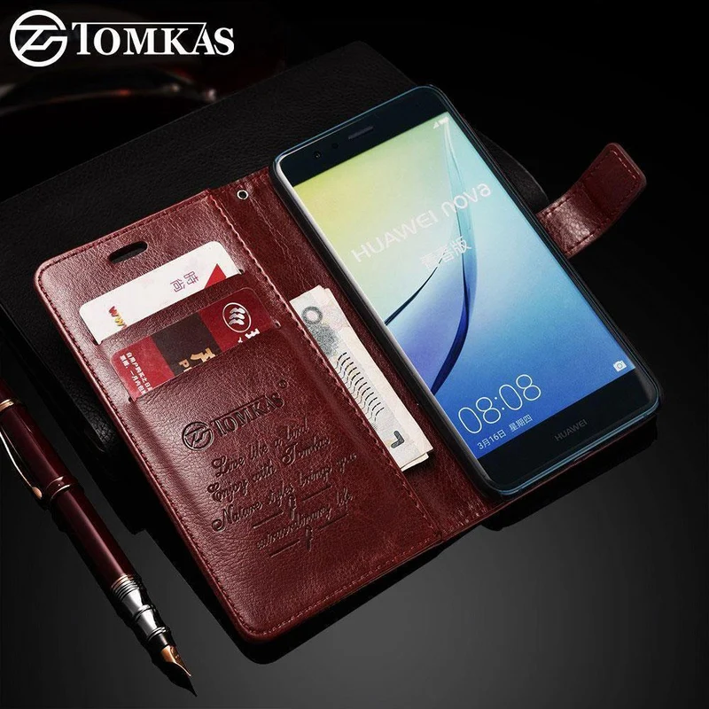 TOMKAS Brieftaschenetui für Huawei P10 Lite, Flip-Lederhülle, Luxus-Business, mit Ständer, Handyhülle für Huawei P10 Lite, Hülle