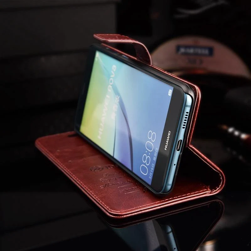 TOMKAS Brieftaschenetui für Huawei P10 Lite, Flip-Lederhülle, Luxus-Business, mit Ständer, Handyhülle für Huawei P10 Lite, Hülle
