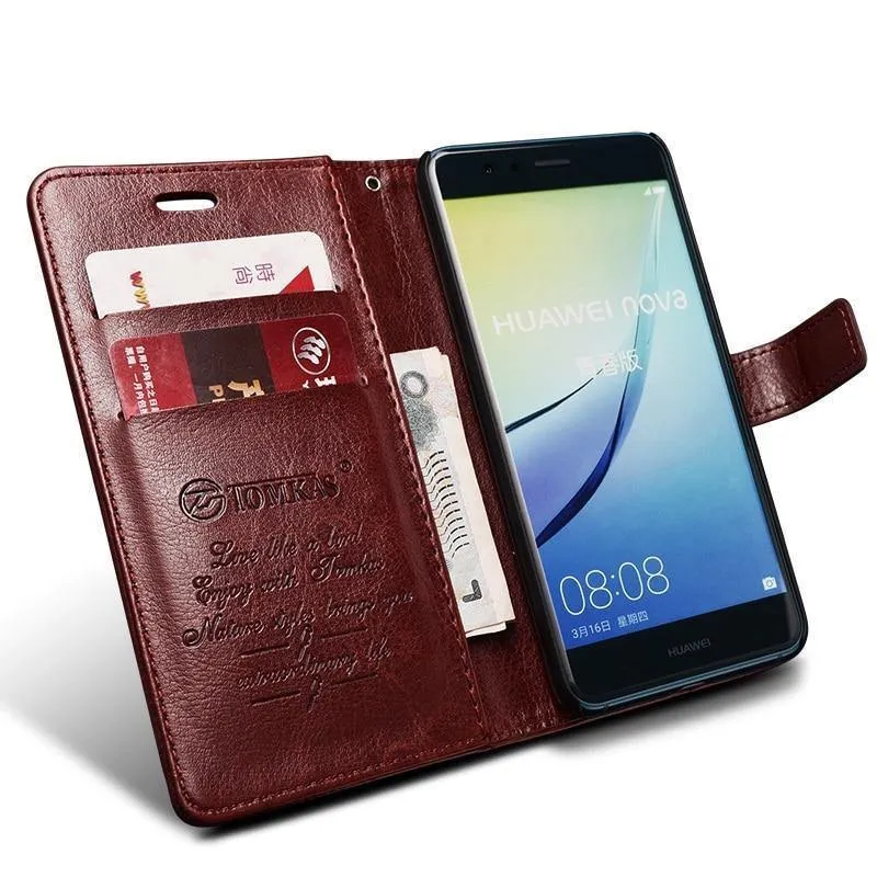 TOMKAS Brieftaschenetui für Huawei P10 Lite, Flip-Lederhülle, Luxus-Business, mit Ständer, Handyhülle für Huawei P10 Lite, Hülle