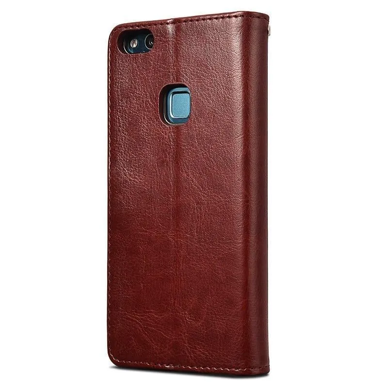 TOMKAS Brieftaschenetui für Huawei P10 Lite, Flip-Lederhülle, Luxus-Business, mit Ständer, Handyhülle für Huawei P10 Lite, Hülle