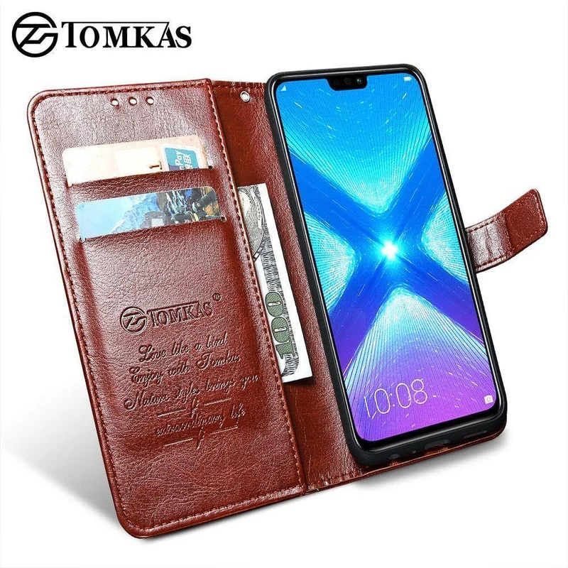 TOMKAS Luxus Leder Flip Fall für Honor 8x 360 Schutzhülle Telefon Abdeckung Leder Brieftasche Silicon Fällen für Huawei Honor 8x