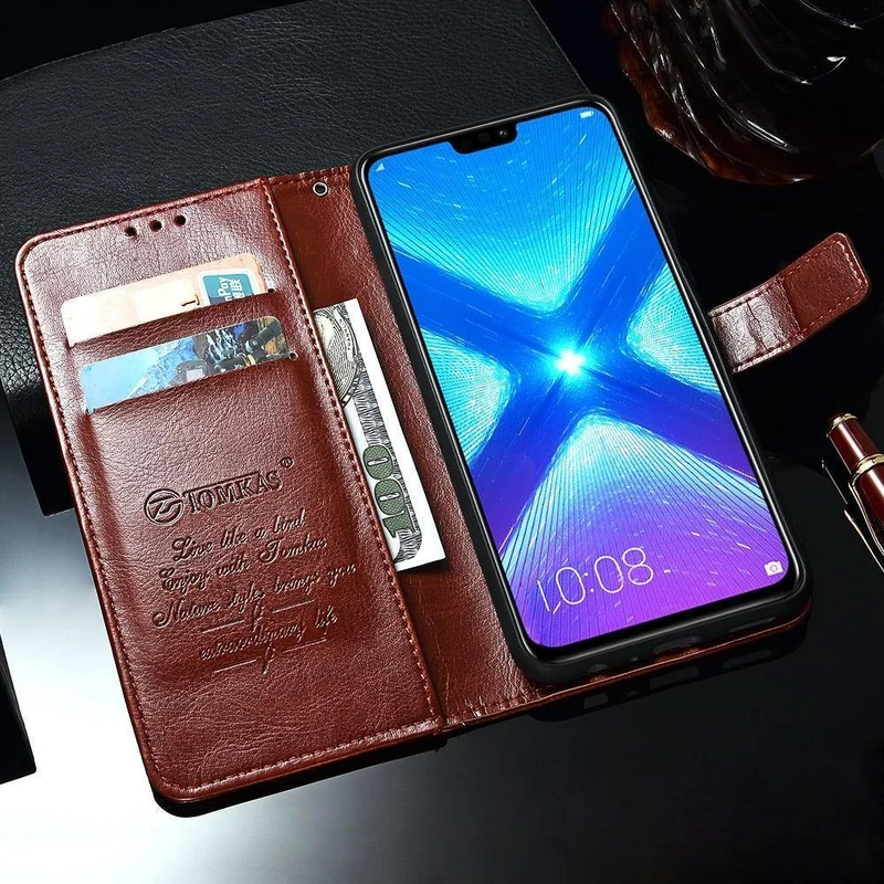 TOMKAS Luxus Leder Flip Fall für Honor 8x 360 Schutzhülle Telefon Abdeckung Leder Brieftasche Silicon Fällen für Huawei Honor 8x