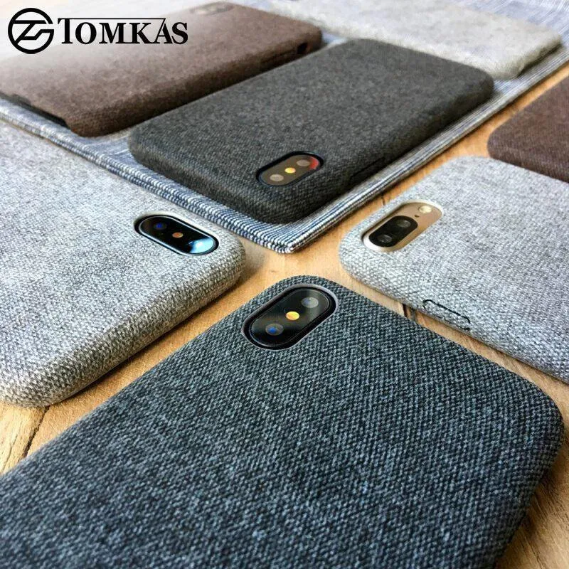 TOMKAS Leinen Weichen Stoff Fall Für iPhone X 6 7 8 Fällen Luxus Abdeckung Baumwolle Coque Telefon Fall Für iPhone 6S 7 8 Plus Zurück Abdeckung