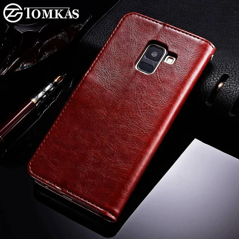 TOMKAS Business Wallet Case für Samsung Galaxy A8 2018 Hüllen Cover Flip 6.0 Zoll Handyhülle für Samsung Galaxy A8 Plus 2018