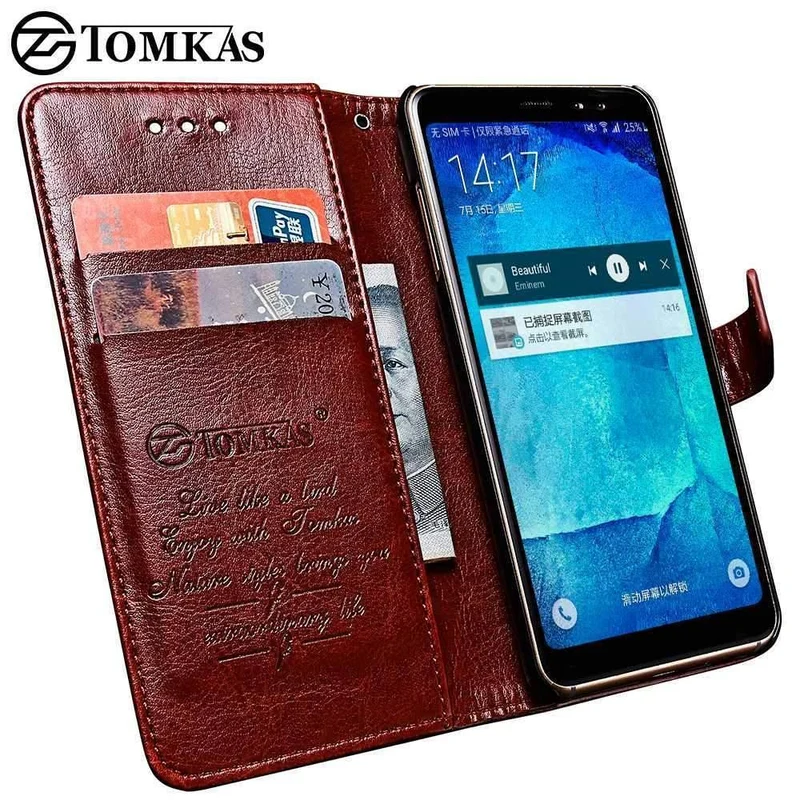 TOMKAS Business Wallet Case für Samsung Galaxy A8 2018 Hüllen Cover Flip 6.0 Zoll Handyhülle für Samsung Galaxy A8 Plus 2018