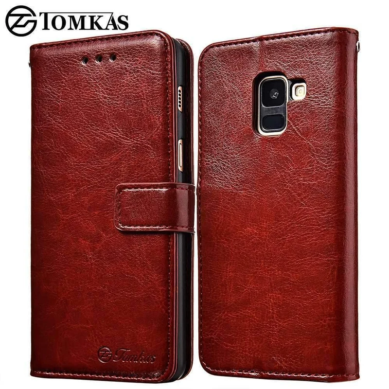 TOMKAS Business Wallet Case für Samsung Galaxy A8 2018 Hüllen Cover Flip 6.0 Zoll Handyhülle für Samsung Galaxy A8 Plus 2018