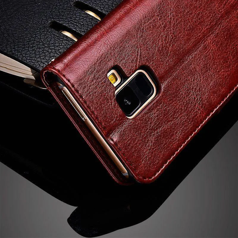 TOMKAS Business Wallet Case für Samsung Galaxy A8 2018 Hüllen Cover Flip 6.0 Zoll Handyhülle für Samsung Galaxy A8 Plus 2018