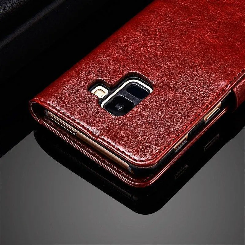 TOMKAS Business Wallet Case für Samsung Galaxy A8 2018 Hüllen Cover Flip 6.0 Zoll Handyhülle für Samsung Galaxy A8 Plus 2018