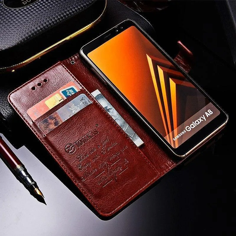 TOMKAS Business Wallet Case für Samsung Galaxy A8 2018 Hüllen Cover Flip 6.0 Zoll Handyhülle für Samsung Galaxy A8 Plus 2018