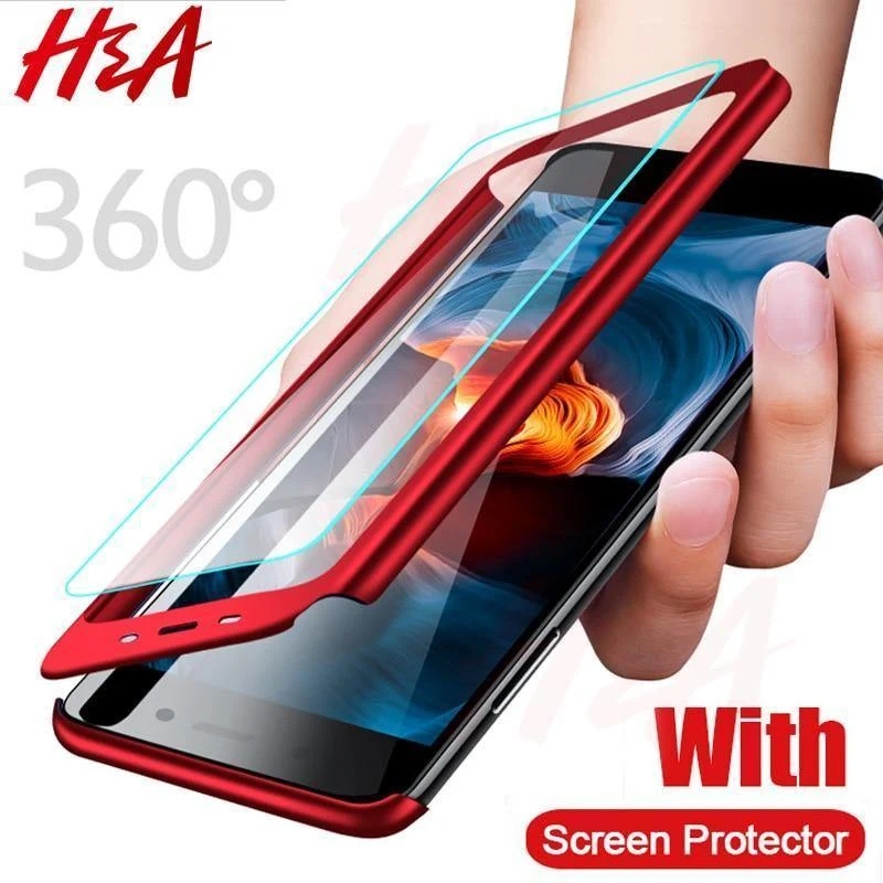 H&A 360 Rundum-Schutzhülle für Xiaomi Redmi 6 6A S2, klopffeste Vollabdeckung für Xiaomi Redmi S2 6 6A Hüllen mit Glasfolie