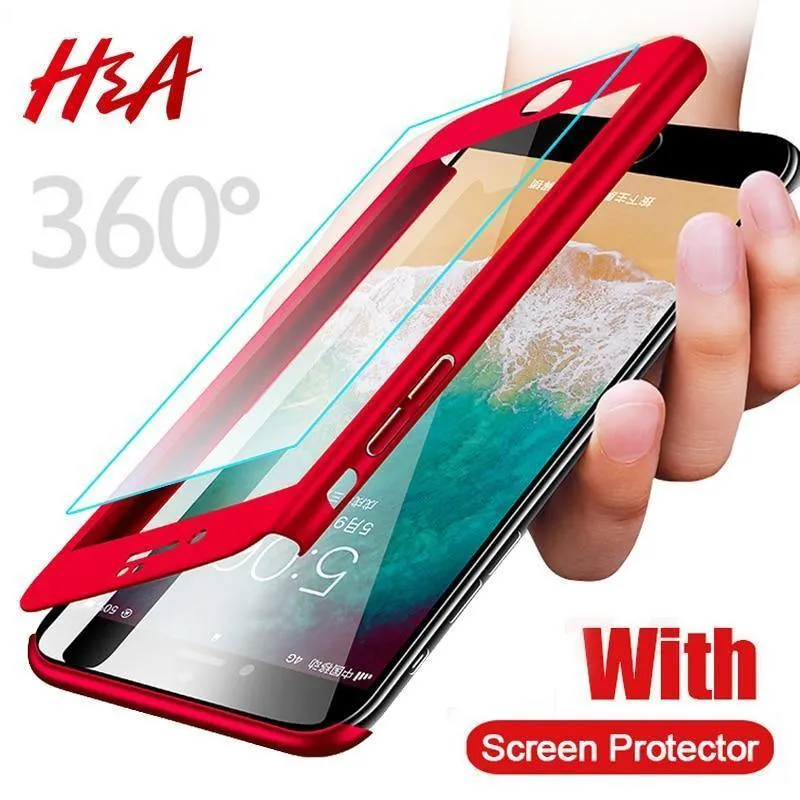 H & A Luxus 360 Volle Abdeckung Telefon Fall auf die Für iPhone 7 8 6 6s Plus X XR XS Max 10 gehärtetem glas Schutzhülle xs max Fall