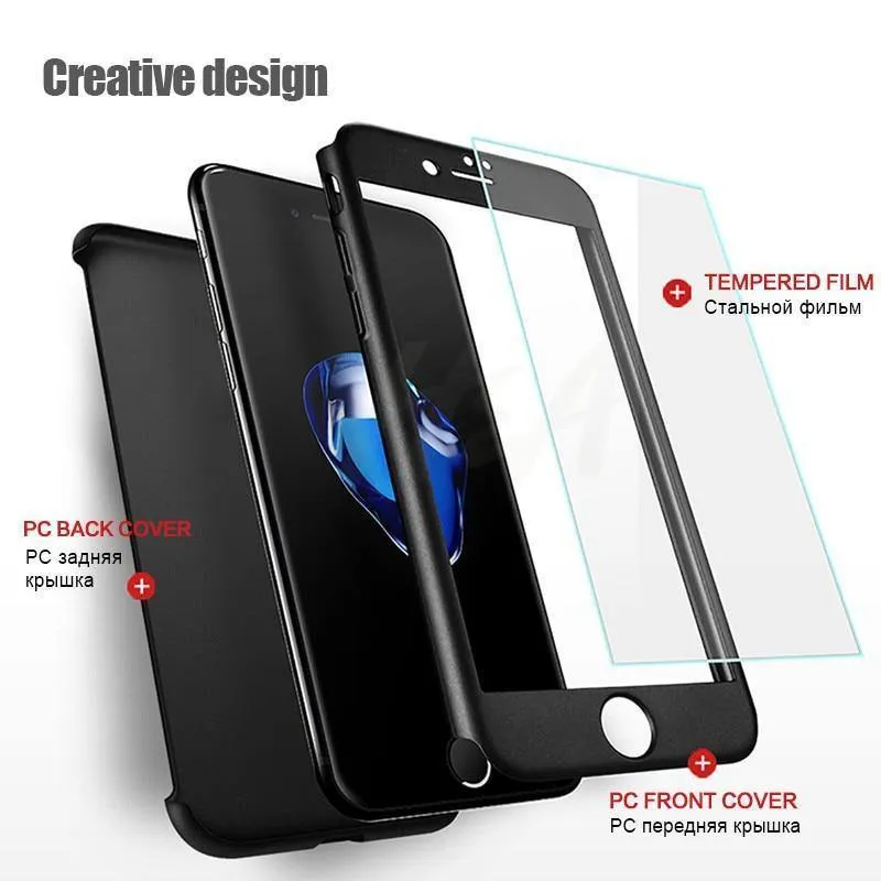 H & A Luxus 360 Volle Abdeckung Telefon Fall auf die Für iPhone 7 8 6 6s Plus X XR XS Max 10 gehärtetem glas Schutzhülle xs max Fall