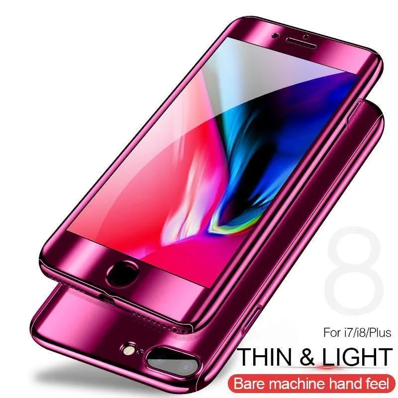 H & A 360 Plating Mirror Phone Case für iPhone 7 8 6 6s Plus X Vollständige Schutzhülle für iPhone 6s 6 Plus Hüllen mit Glas