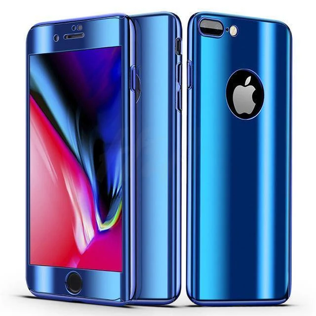 H & A 360 Plating Mirror Phone Case für iPhone 7 8 6 6s Plus X Vollständige Schutzhülle für iPhone 6s 6 Plus Hüllen mit Glas