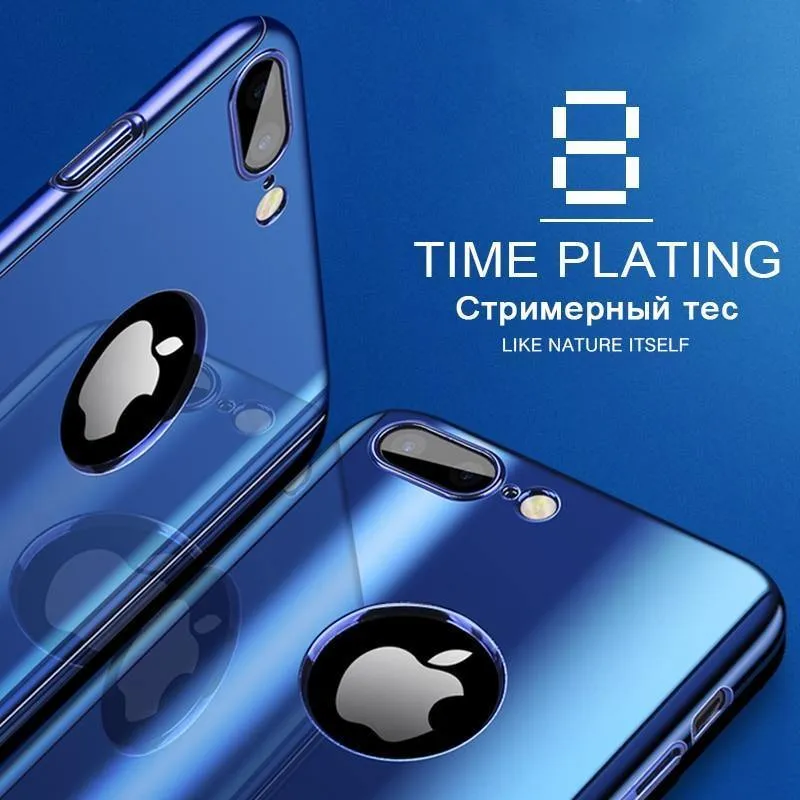 H & A 360 Plating Mirror Phone Case für iPhone 7 8 6 6s Plus X Vollständige Schutzhülle für iPhone 6s 6 Plus Hüllen mit Glas