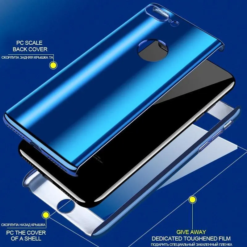 H & A 360 Plating Mirror Phone Case für iPhone 7 8 6 6s Plus X Vollständige Schutzhülle für iPhone 6s 6 Plus Hüllen mit Glas