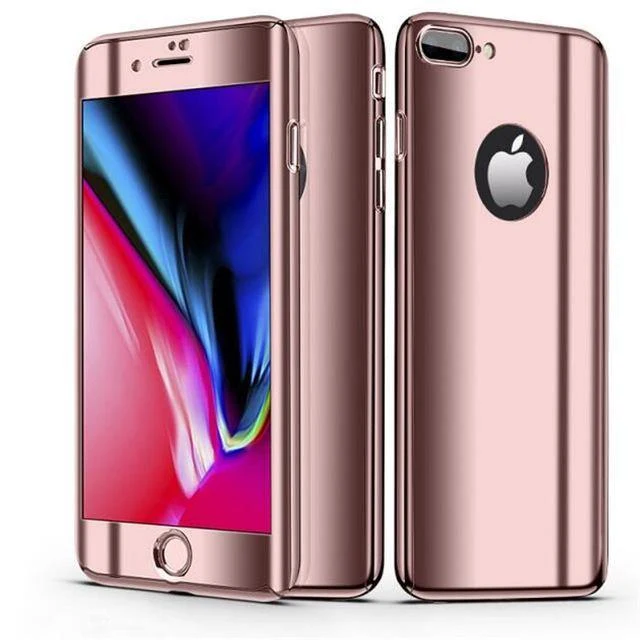 H & A 360 Plating Mirror Phone Case für iPhone 7 8 6 6s Plus X Vollständige Schutzhülle für iPhone 6s 6 Plus Hüllen mit Glas