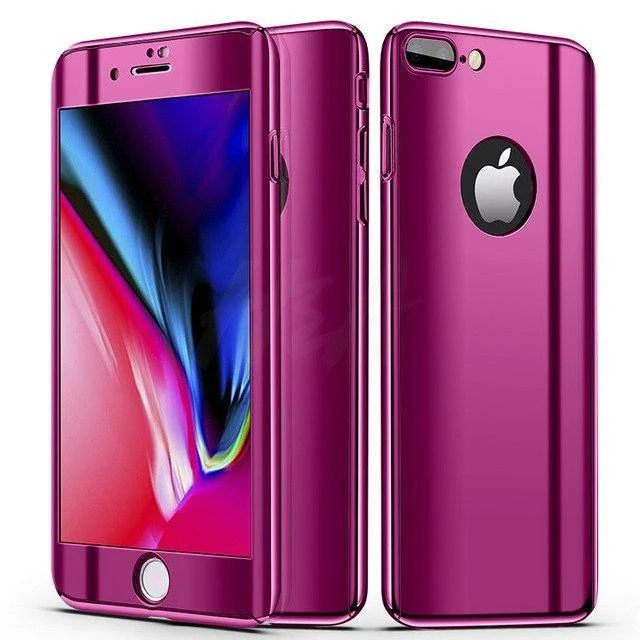 H & A 360 Plating Mirror Phone Case für iPhone 7 8 6 6s Plus X Vollständige Schutzhülle für iPhone 6s 6 Plus Hüllen mit Glas